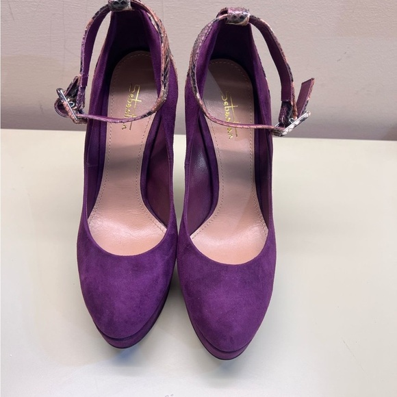 MADE IN ITALY SEBASTIAN Purple Snakeskin Women's Heels real python leather - Picture 5 of 14